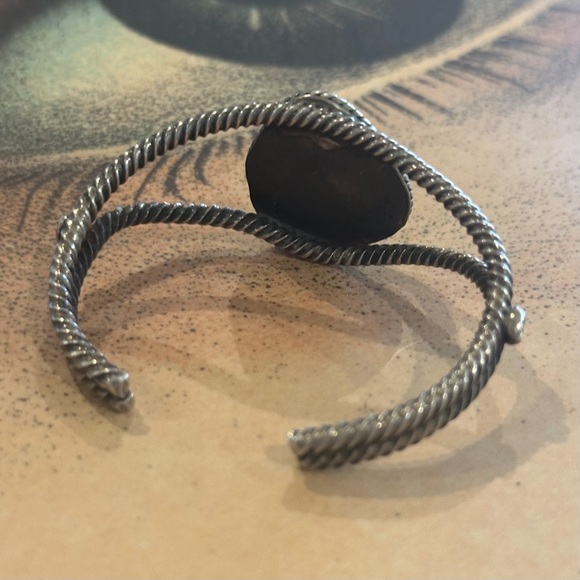 Vintage Old Pawn Sterling Silver Cuff Bracelet with Natural Turquoise - Picture 6 of 8